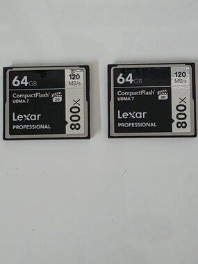Lexar Professional 800x 64GB CompactFlash (CF) memory cards x 2